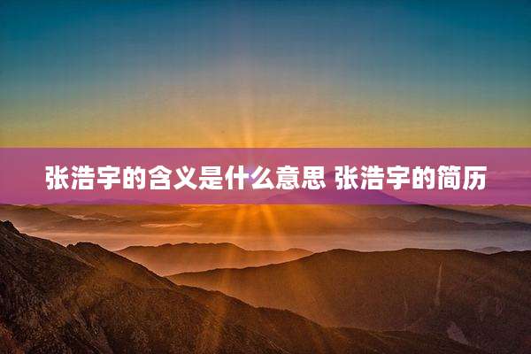 张浩宇的含义是什么意思 张浩宇的简历