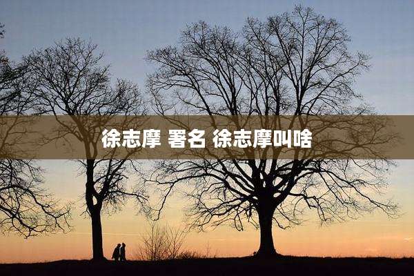 徐志摩 署名 徐志摩叫啥