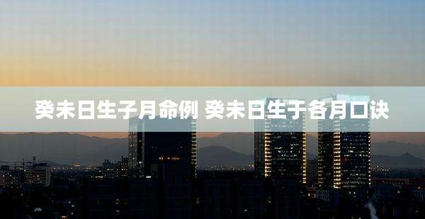 癸未日生子月命例 癸未日生于各月口诀