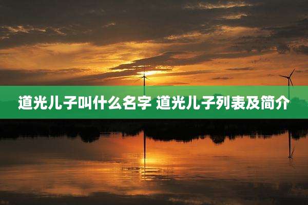 道光儿子叫什么名字 道光儿子列表及简介