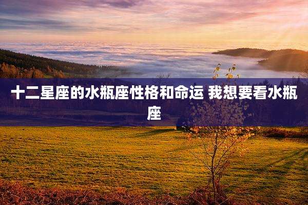 十二星座的水瓶座性格和命运 我想要看水瓶座