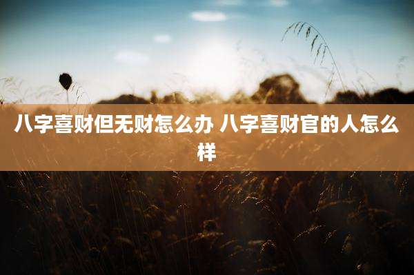八字喜财但无财怎么办 八字喜财官的人怎么样