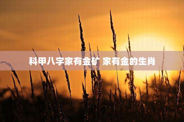 科甲八字家有金矿 家有金的生肖
