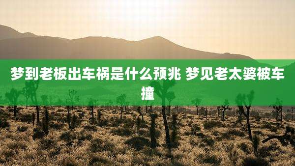 梦到老板出车祸是什么预兆 梦见老太婆被车撞