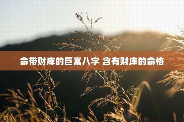 命带财库的巨富八字 含有财库的命格