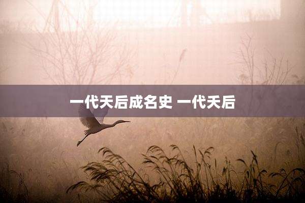 一代天后成名史 一代夭后