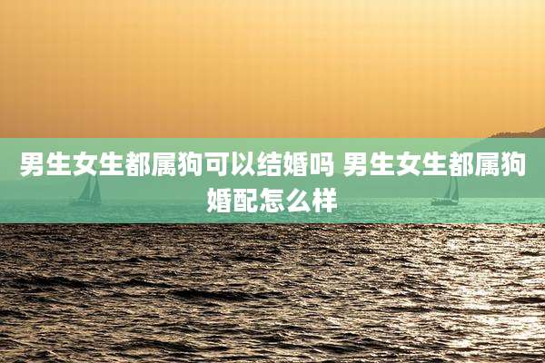 男生女生都属狗可以结婚吗 男生女生都属狗婚配怎么样