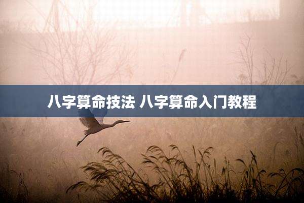 八字算命技法 八字算命入门教程