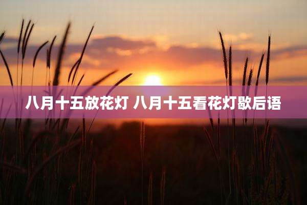 八月十五放花灯 八月十五看花灯歇后语
