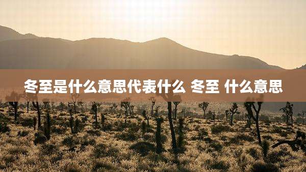 冬至是什么意思代表什么 冬至 什么意思