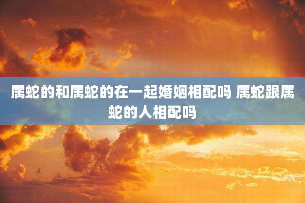 属蛇的和属蛇的在一起婚姻相配吗 属蛇跟属蛇的人相配吗