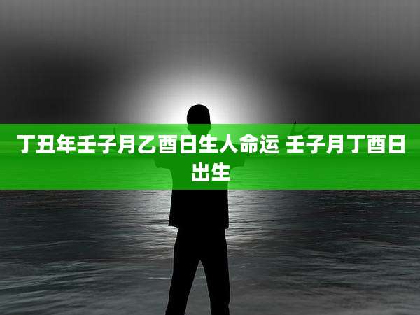 丁丑年壬子月乙酉日生人命运 壬子月丁酉日出生