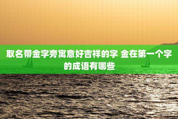 取名带金字旁寓意好吉祥的字 金在第一个字的成语有哪些
