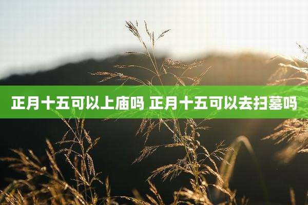 正月十五可以上庙吗 正月十五可以去扫墓吗