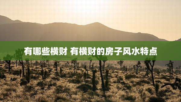 有哪些横财 有横财的房子风水特点