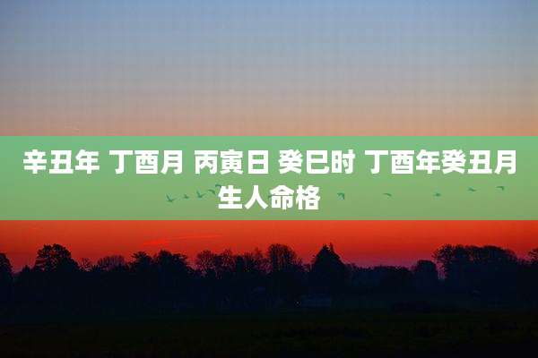 辛丑年 丁酉月 丙寅日 癸巳时 丁酉年癸丑月生人命格