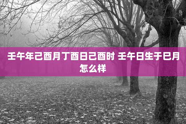 壬午年己酉月丁酉日己酉时 壬午日生于巳月怎么样