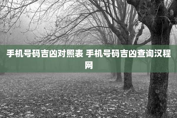 手机号码吉凶对照表 手机号码吉凶查询汉程网