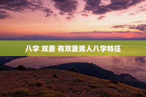 八字 双妻 有双妻男人八字特征