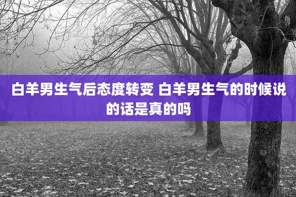 白羊男生气后态度转变 白羊男生气的时候说的话是真的吗