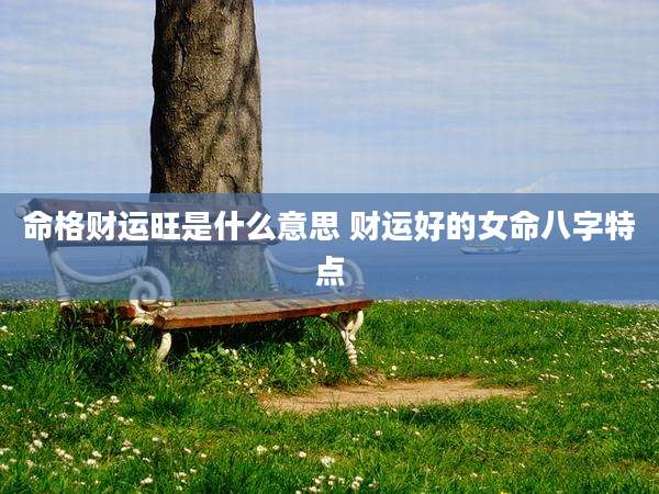 命格财运旺是什么意思 财运好的女命八字特点