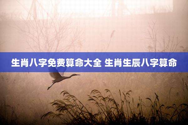 生肖八字免费算命大全 生肖生辰八字算命