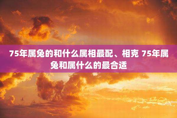 75年属兔的和什么属相最配、相克 75年属兔和属什么的最合适