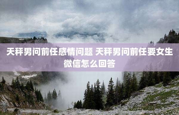 天秤男问前任感情问题 天秤男问前任要女生微信怎么回答