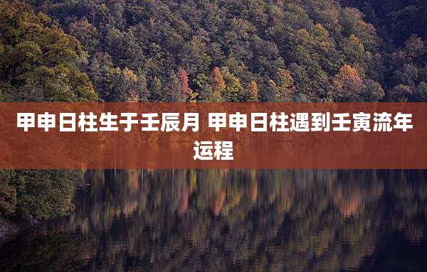 甲申日柱生于壬辰月 甲申日柱遇到壬寅流年运程