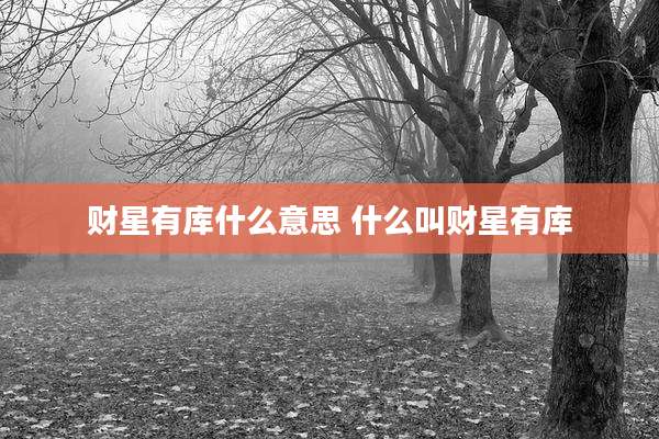 财星有库什么意思 什么叫财星有库
