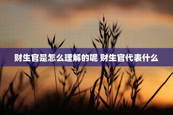 财生官是怎么理解的呢 财生官代表什么