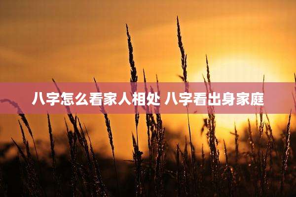 八字怎么看家人相处 八字看出身家庭