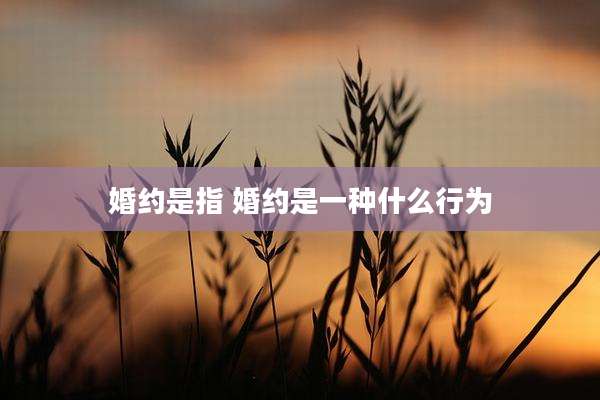 婚约是指 婚约是一种什么行为