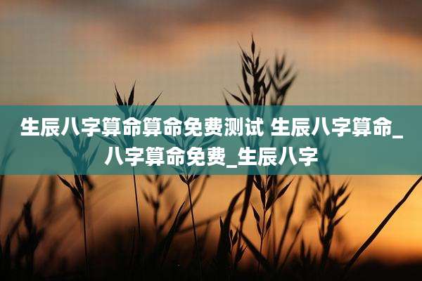 生辰八字算命算命免费测试 生辰八字算命_八字算命免费_生辰八字