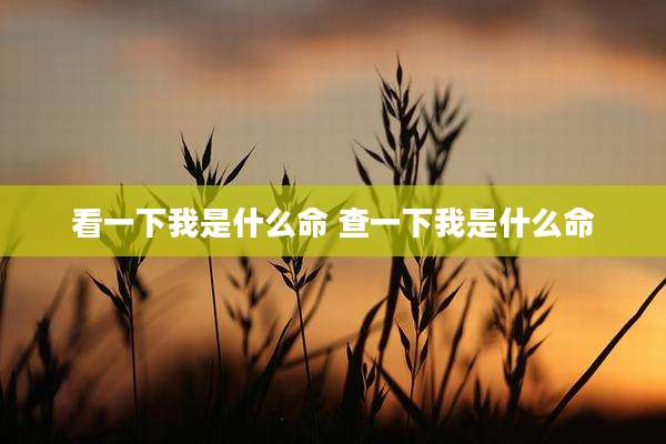 看一下我是什么命 查一下我是什么命