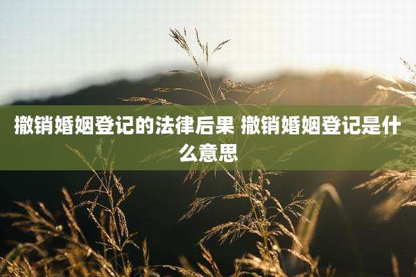 撤销婚姻登记的法律后果 撤销婚姻登记是什么意思