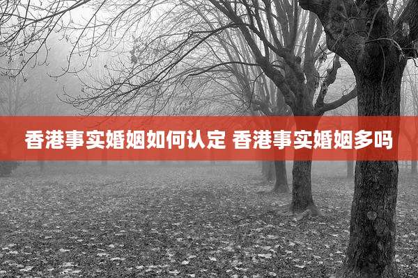 香港事实婚姻如何认定 香港事实婚姻多吗
