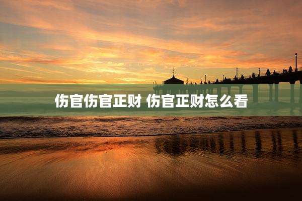 伤官伤官正财 伤官正财怎么看
