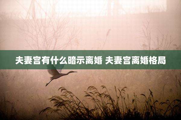夫妻宫有什么暗示离婚 夫妻宫离婚格局