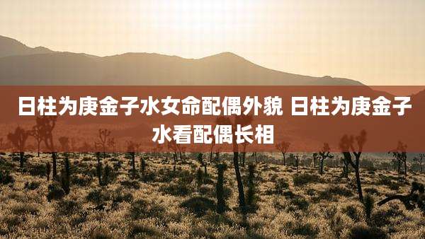 日柱为庚金子水女命配偶外貌 日柱为庚金子水看配偶长相