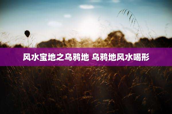 风水宝地之乌鸦地 乌鸦地风水喝形
