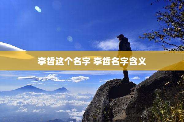 李哲这个名字 李哲名字含义