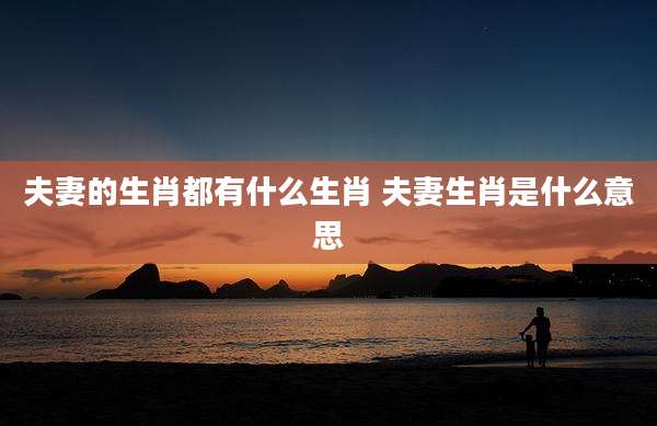 夫妻的生肖都有什么生肖 夫妻生肖是什么意思