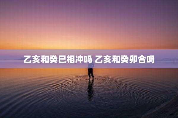 乙亥和癸巳相冲吗 乙亥和癸卯合吗