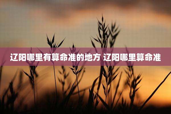 辽阳哪里有算命准的地方 辽阳哪里算命准