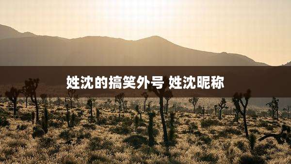 姓沈的搞笑外号 姓沈昵称
