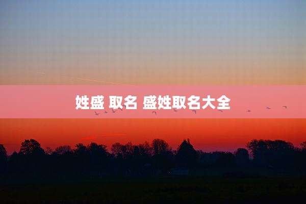 姓盛 取名 盛姓取名大全