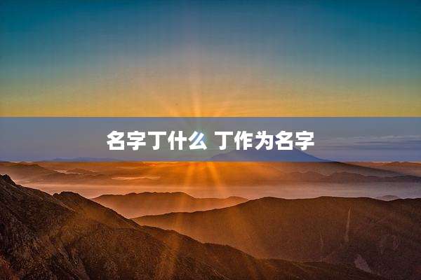名字丁什么 丁作为名字