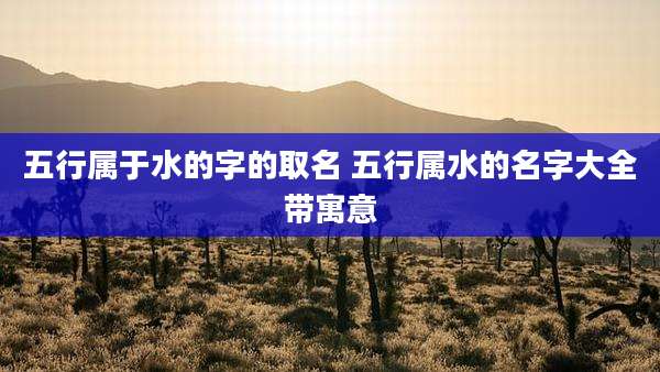 五行属于水的字的取名 五行属水的名字大全带寓意