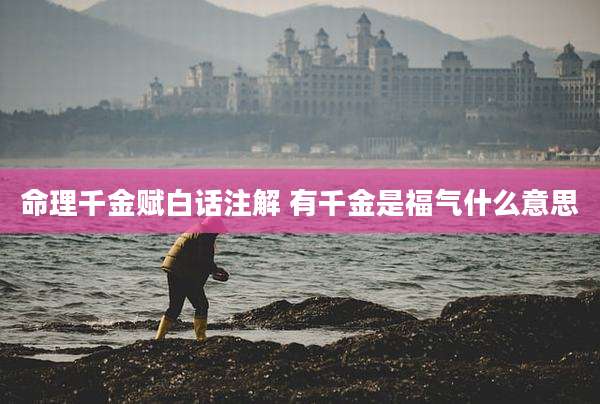 命理千金赋白话注解 有千金是福气什么意思